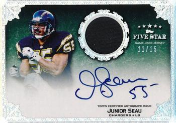 2010 Topps Five Star - Veteran Autographed Patch Platinum #SP-JS Junior Seau  Front