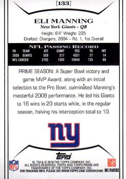 2010 Topps Prime - Gold #133 Eli Manning Back