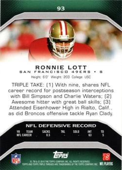 2010 Topps Triple Threads - Emerald #93 Ronnie Lott  Back