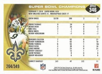 2010 Topps - Blue #346 Super Bowl Champions Back