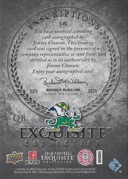 2010 Upper Deck Exquisite Collection - Inscriptions #I-JC Jimmy Clausen Back