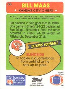 1987 Topps American/UK #38 Bill Maas Back