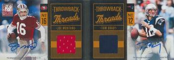 2011 Donruss Elite - Throwback Threads Autographs #4 Joe Montana / Tom Brady Front