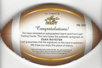 2011 Leaf Ultimate Draft - Football Die Cuts Gold #FB-ER1 Evan Royster Back