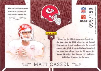 2011 Panini Plates & Patches - NFL Equipment #19 Matt Cassel Back