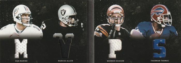 2011 Panini Playbook - Material Playbook #18 Dan Marino / Marcus Allen / Boomer Esiason / Thurman Thomas Front