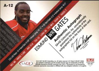 2011 SAGE - Autographs Master Edition #A-12 Edmund Gates Back