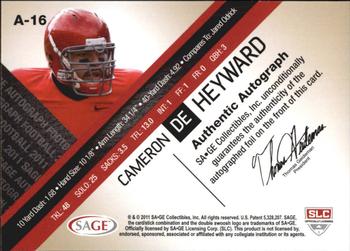 2011 SAGE - Autographs Master Edition #A-16 Cameron Heyward Back
