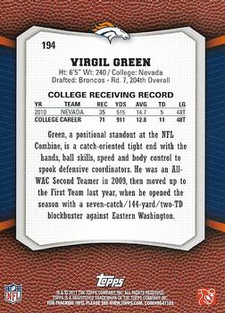 2011 Topps Rising Rookies - Gold #194 Virgil Green Back