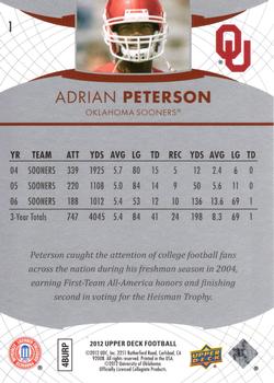 2012 Upper Deck #1 Adrian Peterson Back