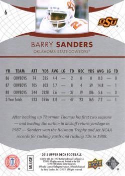 2012 Upper Deck #6 Barry Sanders Back