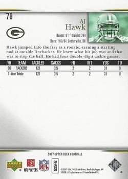 2007 Upper Deck #70 A.J. Hawk Back