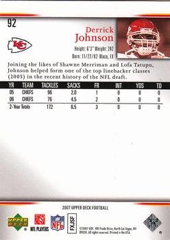 2007 Upper Deck #92 Derrick Johnson Back