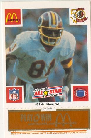 1986 McDonald's All-Star Team - Full Game Pieces: Week 3 Gold/Orange Tab #NNO Art Monk Front