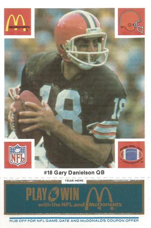 1986 McDonald's Cleveland Browns - Full Game Pieces - Week 1 Blue Tab #NNO Gary Danielson Front