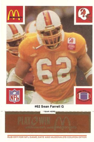 1986 McDonald's Tampa Bay Buccaneers - Full Game Pieces - Week 3 Gold/Orange Tab #NNO Sean Farrell Front