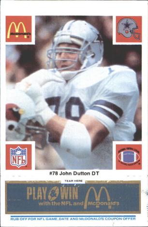 1986 McDonald's Dallas Cowboys - Full Game Pieces - Week 1 Blue Tab #NNO John Dutton Front
