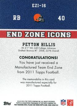2011 Topps - End Zone Icons Patches #EZI-16 Peyton Hillis Back