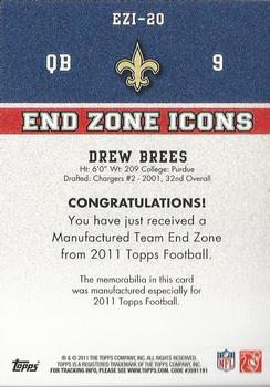 2011 Topps - End Zone Icons Patches #EZI-20 Drew Brees Back