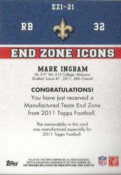 2011 Topps - End Zone Icons Patches #EZI-21 Mark Ingram Back