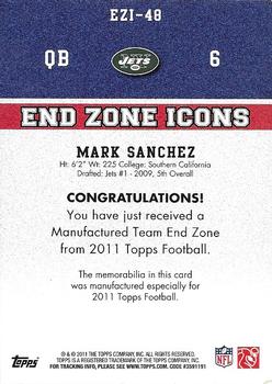 2011 Topps - End Zone Icons Patches #EZI-48 Mark Sanchez Back