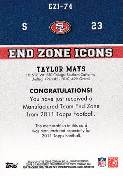 2011 Topps - End Zone Icons Patches #EZI-74 Taylor Mays Back