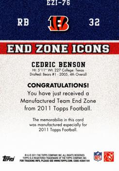 2011 Topps - End Zone Icons Patches #EZI-76 Cedric Benson Back