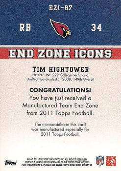 2011 Topps - End Zone Icons Patches #EZI-87 Tim Hightower Back