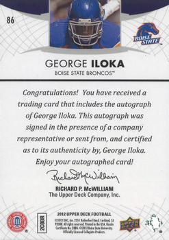 2012 Upper Deck - Rookie Autographs #86 George Iloka Back