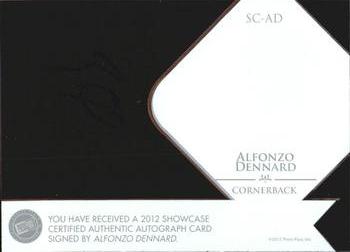 2012 Press Pass Showcase #SC-AD Alfonzo Dennard Back