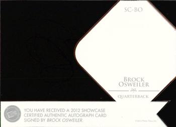 2012 Press Pass Showcase #SC-BO Brock Osweiler Back