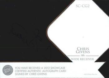 2012 Press Pass Showcase #SC-CG2 Chris Givens Back