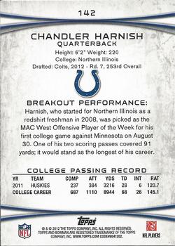 2012 Bowman #142 Chandler Harnish Back