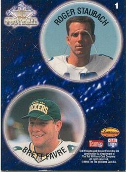 1994 Ted Williams Roger Staubach's NFL - POG Cards #1 Roger Staubach / Brett Favre Front