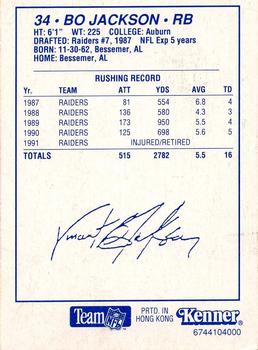 1992 Kenner Starting Lineup Cards #6744104000 Bo Jackson Back