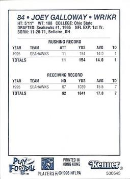 1996 Kenner Starting Lineup Cards #530545 Joey Galloway Back