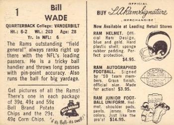 1959 Bell Brand Los Angeles Rams #1 Bill Wade Back