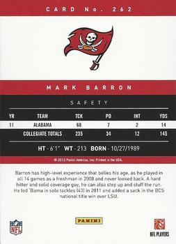 2012 Panini Prestige #262b Mark Barron Back