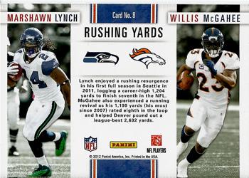 2012 Panini Prestige - League Leaders #8 Marshawn Lynch / Willis McGahee Back