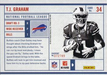 2012 Panini Prestige - NFL Passport #34 T.J. Graham Back