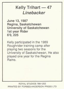 1990 Saskatchewan Roughriders #NNO Kelly Trithart  Back