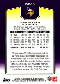 2011 Topps - Bowman Walmart Gray #WC-15 Christian Ponder Back