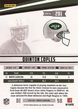 2012 Panini Rookies & Stars #201 Quinton Coples Back