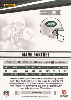 2012 Panini Rookies & Stars #99 Mark Sanchez Back