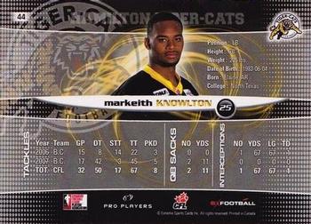 2008 Extreme Sports CFL #44 Markeith Knowlton Back