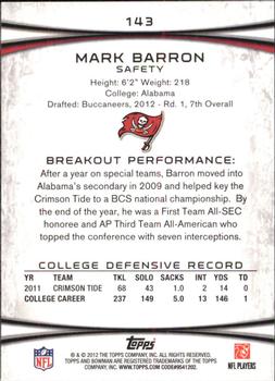 2012 Bowman - Gold #143 Mark Barron Back