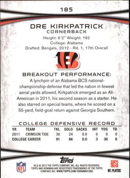 2012 Bowman - Gold #185 Dre Kirkpatrick Back