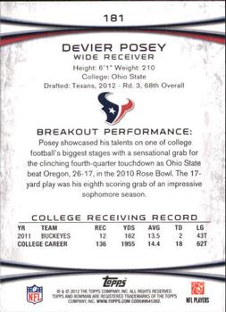 2012 Bowman - Green #181 DeVier Posey Back