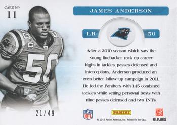 2012 Panini Elite - Hit List Black #11 James Anderson Back