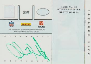 2012 Panini Elite - Rookie Inscriptions Green Ink #33 Stephen Hill Back